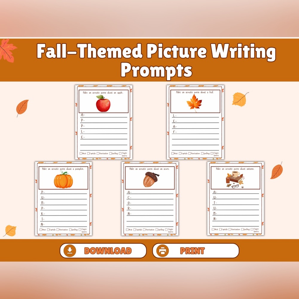 Autumn Writing Prompt Sheets - Picture 2 of 5